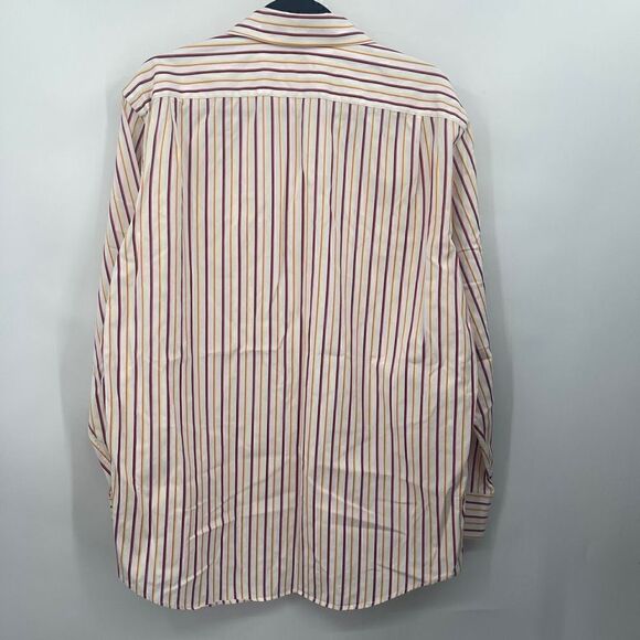 Lacoste Long Sleeve Striped Yellow Red White Collared Button-Up Shirt Size 42 - Picture 5 of 5
